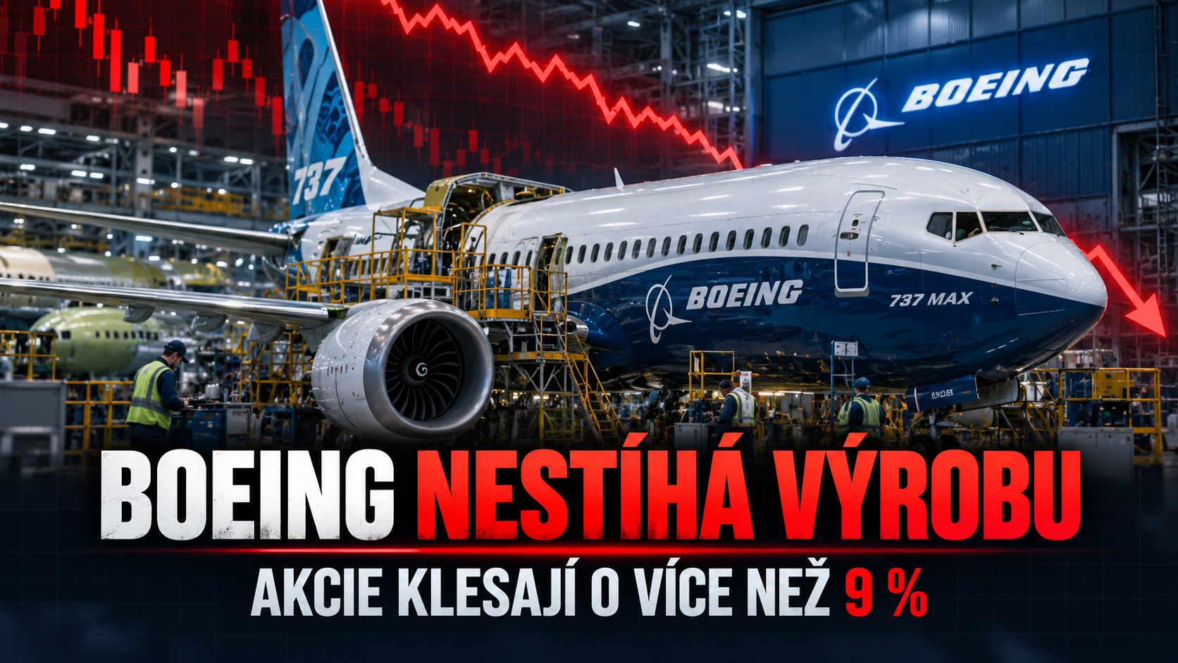 Boeing nestíhá výrobní plán a akcie klesají o více než 9 %