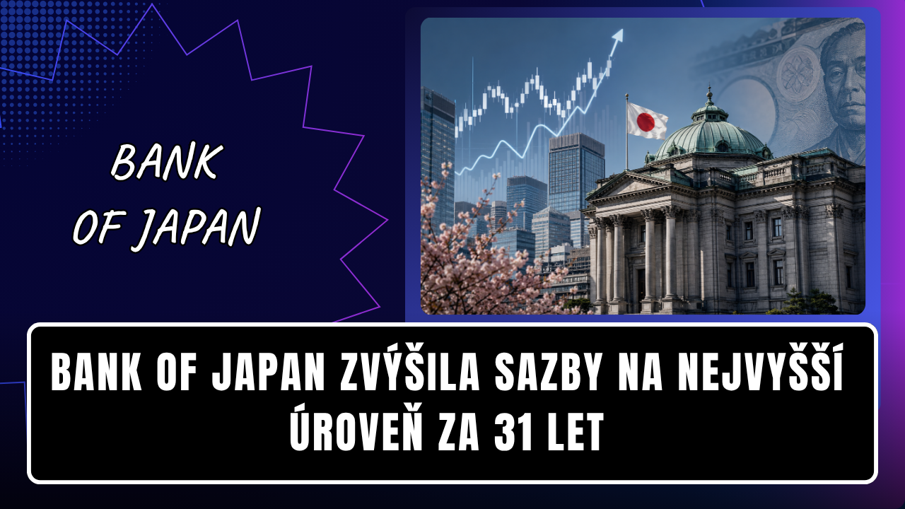 Bank of Japan zvýšila sazby na nejvyšší úroveň za 31 let