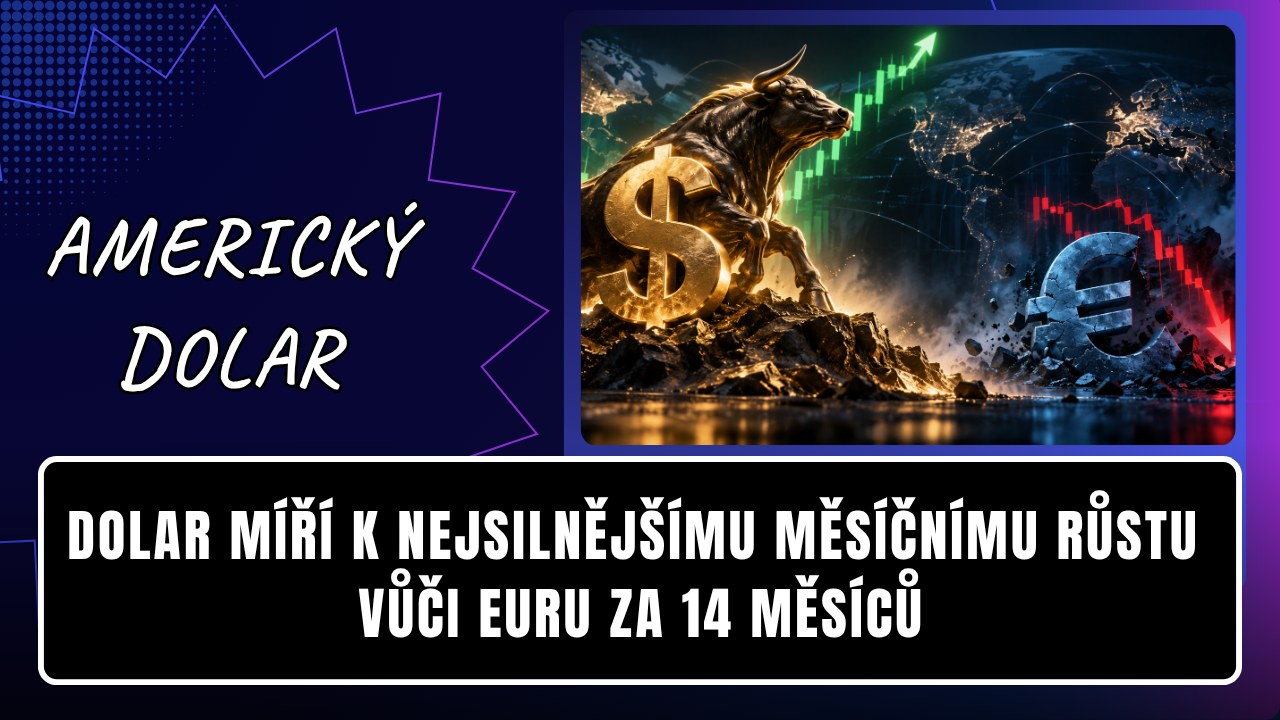 Dolar míří k nejsilnějšímu měsíčnímu růstu vůči euru za 14 měsíců