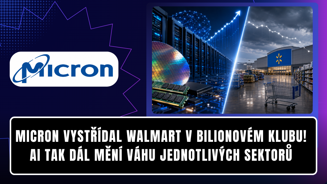 Micron vystřídal Walmart v bilionovém klubu! AI tak dál mění váhu jednotlivých sektorů